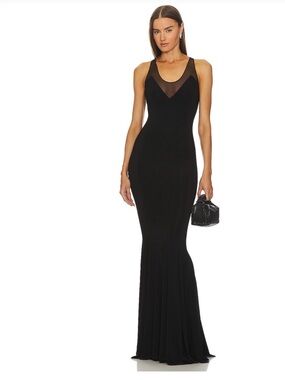 Norma Kamali Black Mesh-Panel Maxi Gown new with tags bought from revolve